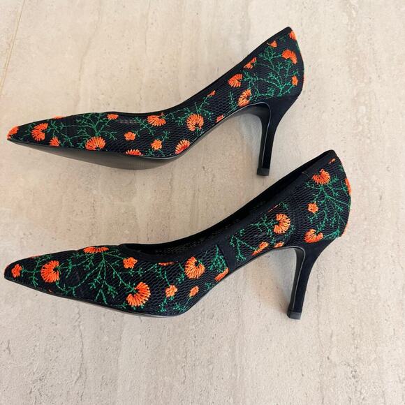 Fall Floral Print Mesh / Fabric Pumps Heels Size 8.5 - Picture 2 of 10